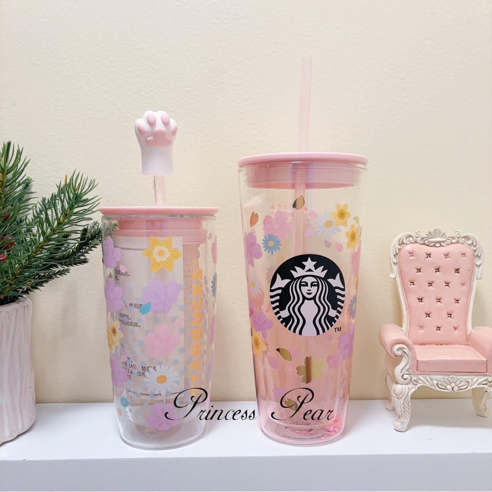 Starbucks Sakura 20oz Double Wall Glass & Starbucks  Sakura 16 oz cat paw